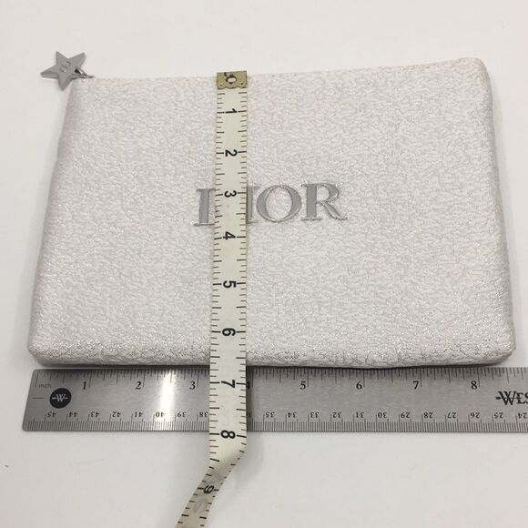 Dior Forever Glow Beauty Max Silver Makeup Pouch Clutch Star Zipper Pull - Picture 15 of 15
